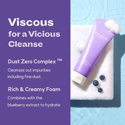 WELCOS FRUDIA Blueberry Hydrating Cleansing Gel to Foam | Hydrating Facial Cleanser for Men &amp; Women | Face Wash for Dry Skin Oily Skin &amp; Sensitive Skin Facial Skin Care Products (Pack of 1, 4.9 fl oz)
