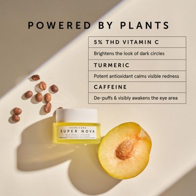 HERBIVORE Super Nova Eye Cream - 5% THD Vitamin C &amp; Caffeine, Reduces Dark Circles &amp; Puffiness, Brightens Eyes, Plant-based, Vegan, Cruelty-free, 15mL / 0.5 oz