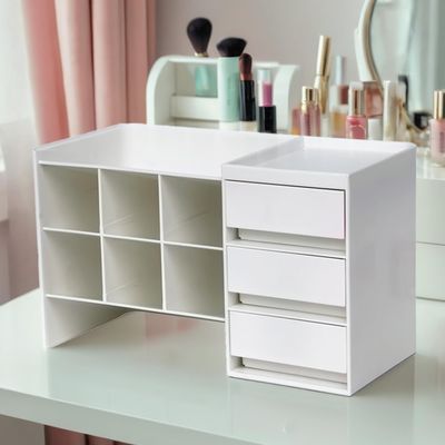 Tidyladyo Makeup Organizer for Vanity - Makeup Holder with Drawer, Perfect Skin Care and Cosmetic Storage for Bathroom Countertop, Dresser Organizador de Maquillaje, Vanity Organizer and Storage.