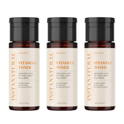 InstaNatural Vitamin C Face Toner, Brightens, Balances pH and Reduces Signs of Aging, Fine Lines and Wrinkles, with Witch Hazel, Lavender and Geranium Oils, 4 Fl Oz - 3 Pack