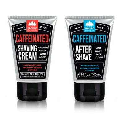 Pacific Shaving Company Caffeinated Shaving Cream &amp; Aftershave Set - Shave Kit for Men - Antioxidant + Caffeine Enriched Shave Cream + Aftershave Lotion (3.4 Oz, 2 Pack)