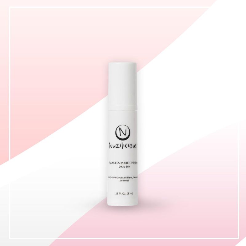 Nuzilicious Professional Grade Glass Glow Makeup Primer - Achieve Flawless, Dewy Skin with Luxurious Plant Oil Blend, Ceramide &amp; Seaweed Extracts, Vegan &amp; Cruelty-Free, (0.25 oz)