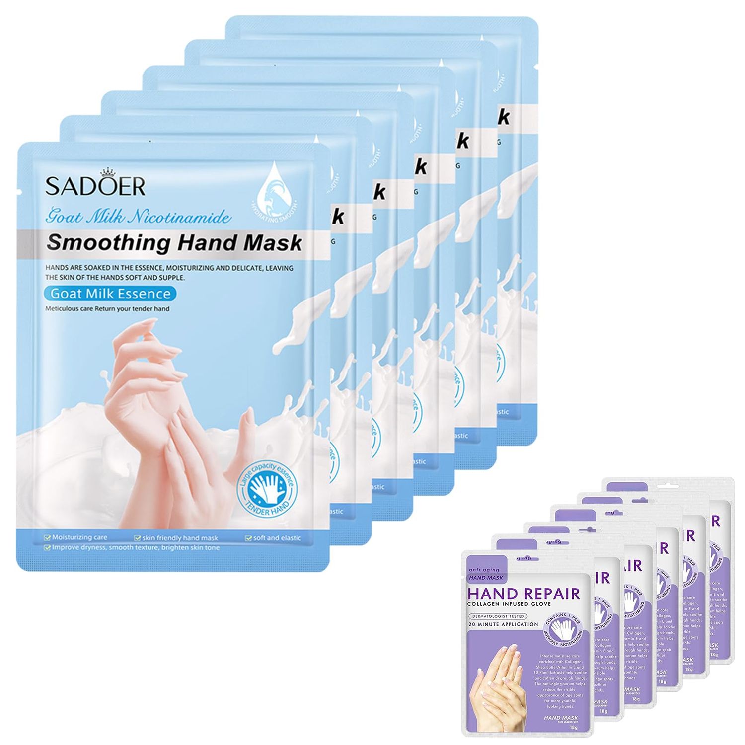 Permotary Moisturizing Hand Mask Gloves for Dry Skin, 6 Pairs, Milk Scented