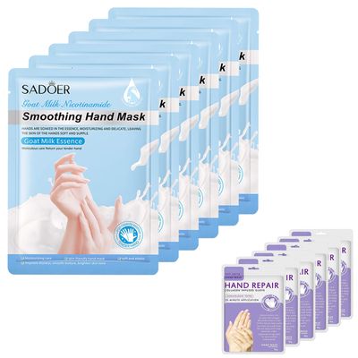 Permotary Moisturizing Hand Mask Gloves for Dry Skin, 6 Pairs, Milk Scented