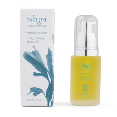 ishga Invigorating Body Oil | Natural &amp; Organic Skincare | Scottish Seaweed | Jojoba, Sweet Almond, Essential Oils | Vegan, Cruelty-Free | 1.01fl oz (30ml)