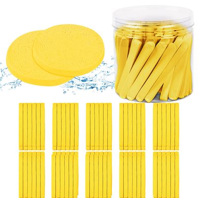 Marfort Yellow Compressed Sponges for washing face, Cellulose Natural Cosmetic Spa Sponges for aesthetic skincare Facial Cleansing Exfoliating Mask Makeup Removal 60 Countyellow