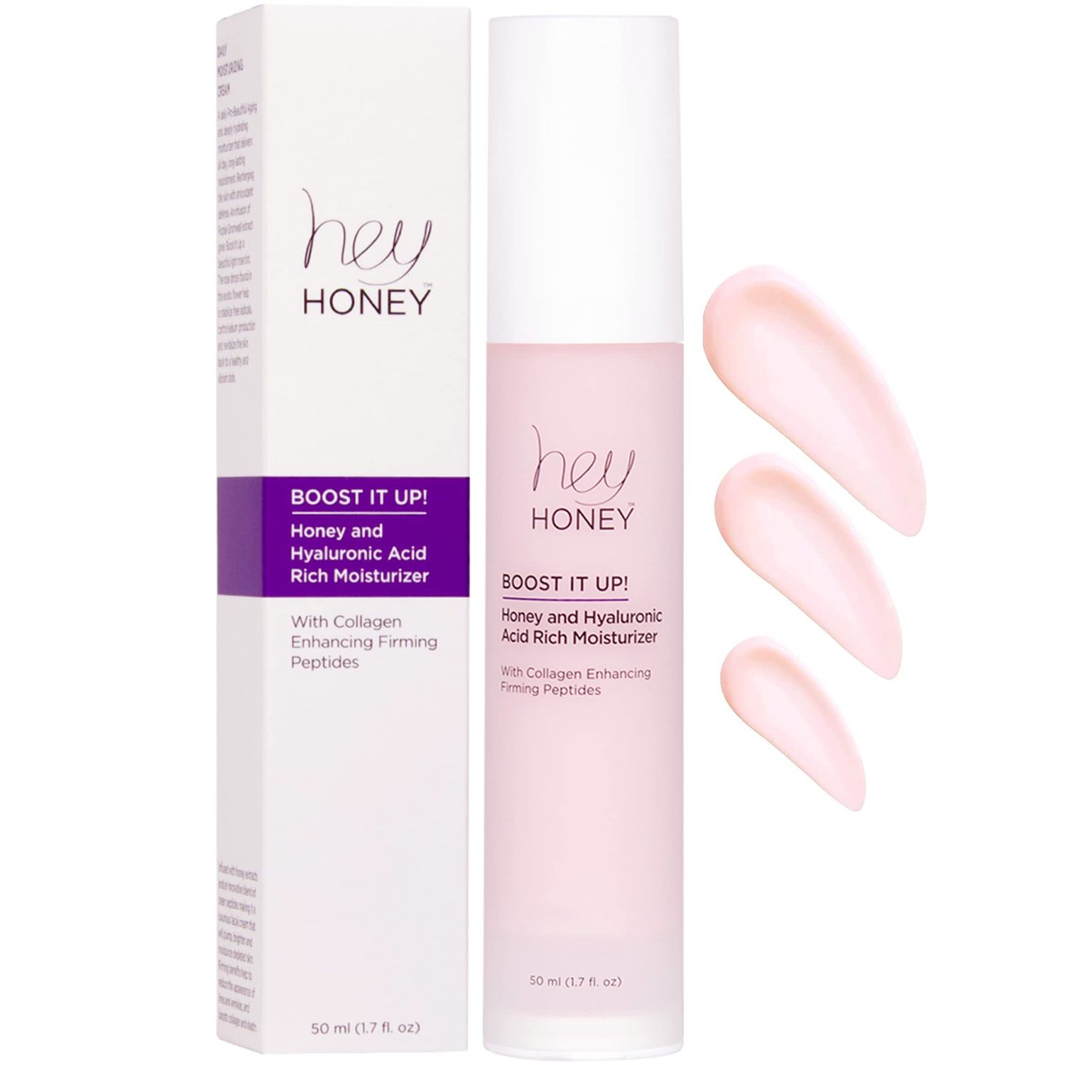 Hey Honey Skincare Boost It Up Honey Extract &amp; Hyaluronic Acid Rich Moisturizer | Targets Premature and Advanced Signs of Aging | Cruelty Free, Clean Ingredients and Paraben Free | 1.7 Oz