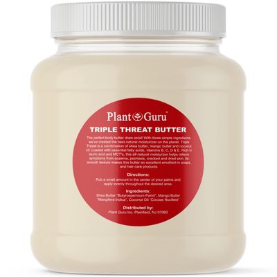 Triple Threat Body Butter 3 lbs. Bulk - Blend of Shea, Mango &amp; Coconut Oil - 100% Pure Natural Raw Unrefined Moisturizer For Dry Skin, Face And Hair. Great For Lip Balm and Soap Making