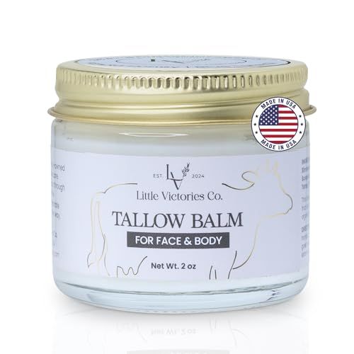 Organic Grass-Fed Beef Tallow for Skin - Whipped Tallow Face Moisturizer - Tallow Balm w/ Manuka Honey, Blue Tansy Oil, Jojoba - 2oz Beef Tallow and Honey Balm for Face - Grass Fed Tallow Face Balm