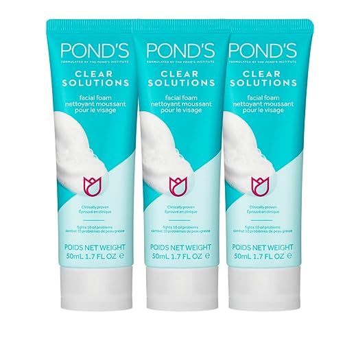 Pond&#39;s Clear Solution, Foaming Face Wash, Removes Excess Oil, Face Cleanser, 1.7 Fl Oz (Pack of 3)