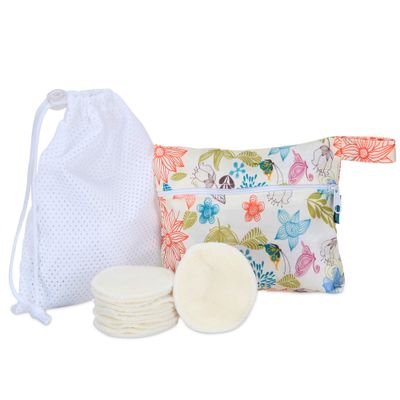 Teamoy Washable Makeup Remover Pads(Pack of 12), Reusable Makeup Remover Round Cotton for Women with Laundry and Storage Bag, Jungle