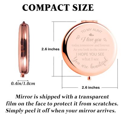 Kasuwow Aunt Gifts, Mothers Day Birthday for Aunt Compact Mirror, Gift for Aunt, Auntie Gift Ideas, Best Aunt Ever Gifts, Aunt Birthday Gift from Niece