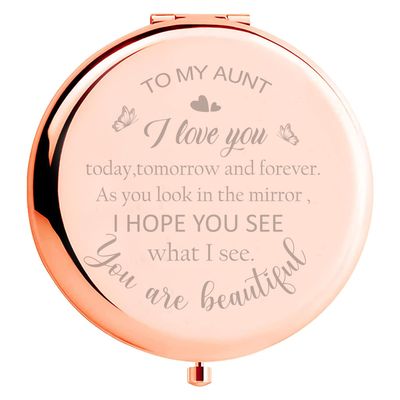 Kasuwow Aunt Gifts, Mothers Day Birthday for Aunt Compact Mirror, Gift for Aunt, Auntie Gift Ideas, Best Aunt Ever Gifts, Aunt Birthday Gift from Niece