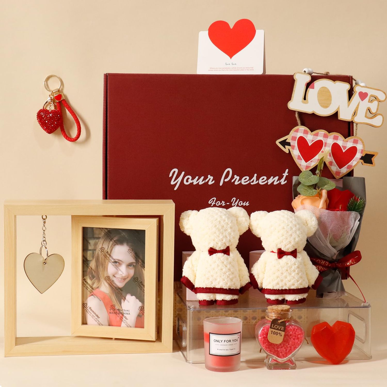 Valentine&#39;s Day Wedding Gifts for Couples, Bridal Shower Gifts, Bride gifts, Rotating Wedding Picture Frame, Relaxing Spa Gifts Baskets Self Care Package, Mothers Day Gifts Sister