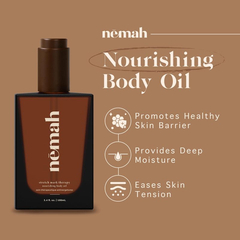 Nemah - Nourishing Belly Oil for Pregnant Women, Pregnancy Belly Oil - Hydrating Stretch Mark Oil with Jojoba and Coconut Oil - Vegan &amp; Cruelty-Free - 3.4 fl. oz.