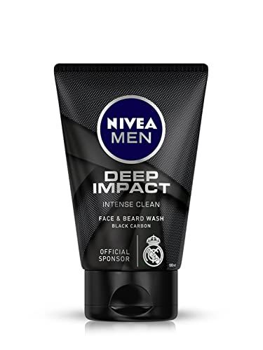 Nivea Men Deep Impact Intense Clean Face and Beard Wash - Black Carbon, 100 ml (3.3 oz)