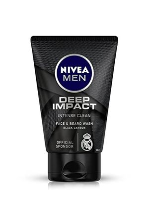 Nivea Men Deep Impact Intense Clean Face and Beard Wash - Black Carbon, 100 ml (3.3 oz)