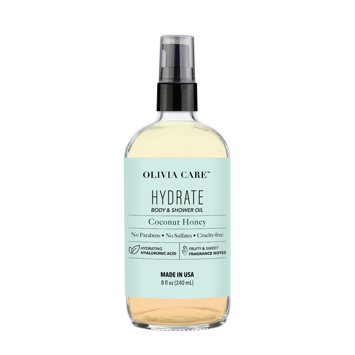 Olivia Care Body Oil Shower Oil Vegan &amp; Natural | Hydrating &amp; Moisturizing - Infused with VITAMIN E, K &amp; Omega Fatty Acids - Refreshing Fragrance - Reduce Dry Skin (Coconut Honey)