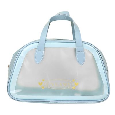 kamumanni Travel Toiletry Bag, Large Clear Makeup Bag with Handles, Translucent Dry &amp;Wet Separation Travel Bag for Skincare Products, Toiletries (Blue, Medium)