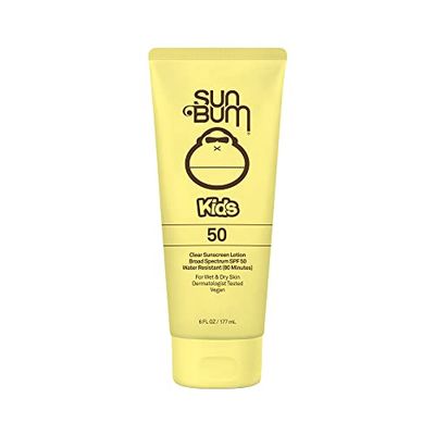 Sun Bum Kids SPF 50 Sunscreen Clear Body Lotion | Broad Spectrum Water-Resistant Sunblock with Vitamin E | Wet or Dry Skin Application | Hawaii 104 Act Compliant (Octinoxate &amp; Oxybenzone Free) | 6 oz
