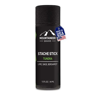 Mountaineer Brand Stache Stick | Mustache Wax for Men | 100% Natural Beeswax and Plant Based Oils | Grooming Beard Moustache Wax | Strong Hold | Smooth, Condition, Styling Balm | Lime &amp; Sage 1.5oz
