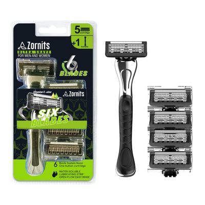 Zornits UltraSmooth Razor - Premium Shaving Experience For Men And Women With Any Skin Type - Complete With 6 Precision Blades for Effortless Glide &amp; Superior Comfort