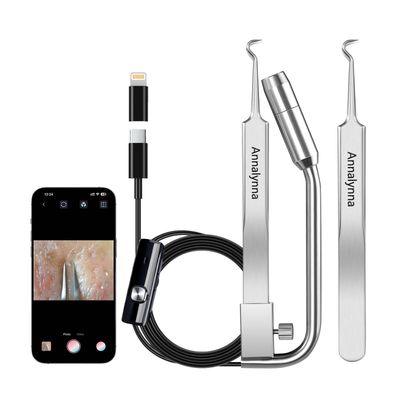 Visual Blackhead Remover with Camera - Stainless Steel Tweezers and HD Camera 20x Magnification, 1080P, 8 LED Lights, Blackhead Extractor for Men and Women, Acne and Pore Cleaner