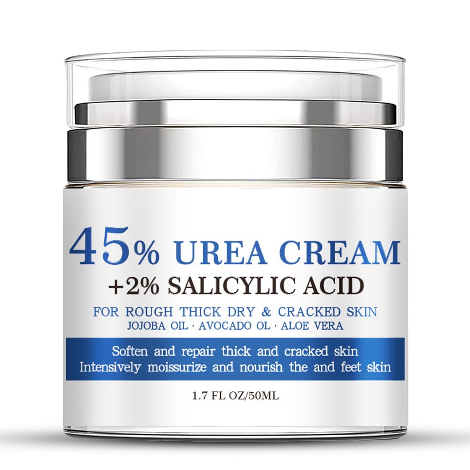 Urea Cream 45% Plus Salicylic Acid 2%, Urea Cream for Feet and Hand Dry Cracked, Urea Foot Cream for Thick, Cracked, Rough &amp; Dry Skin, Feet Moisturizer Natural Nourishes Softens Skin 1.7 fl.oz