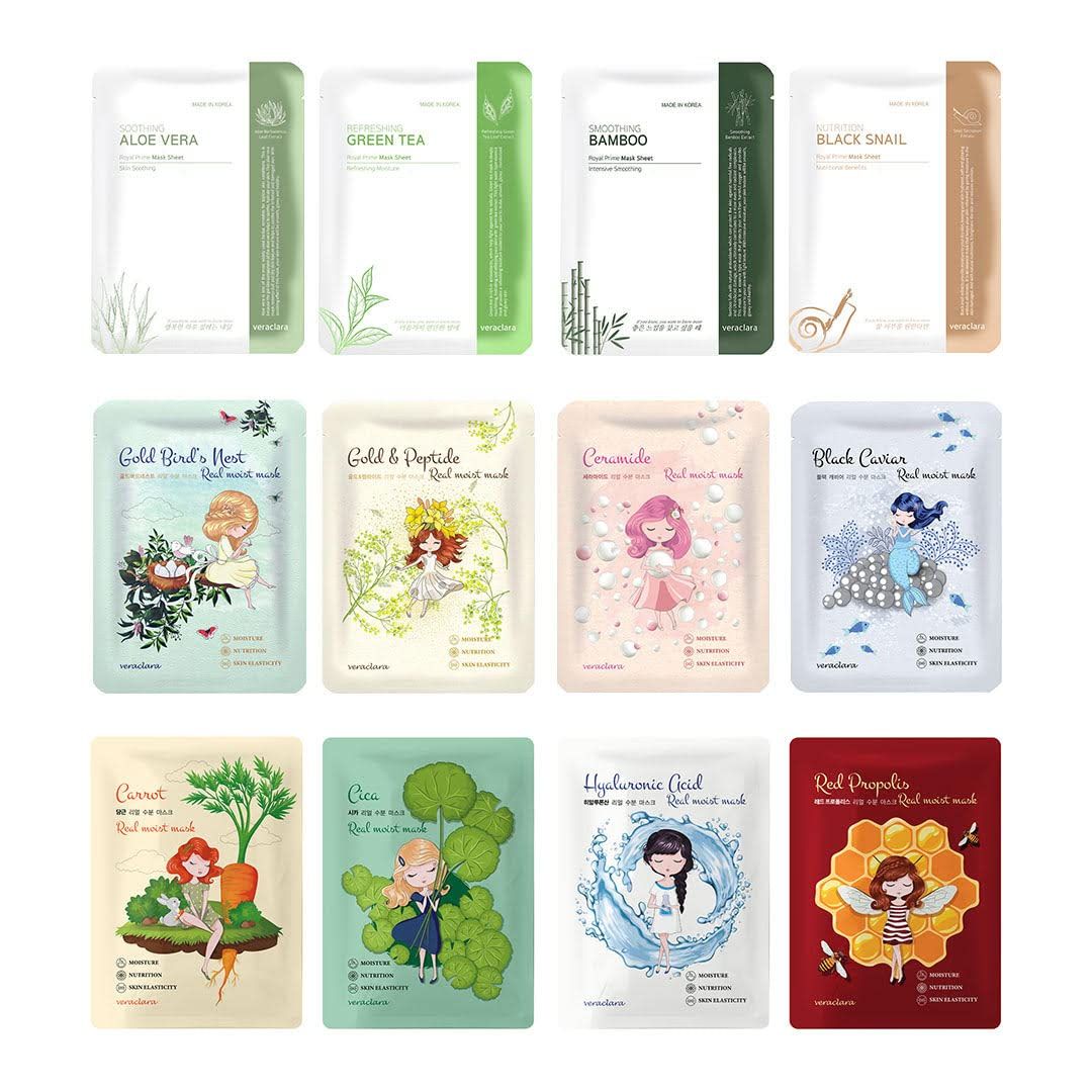 Veraclara] Facial Face Mask | Korean Skin Care Mask (12COMBO)