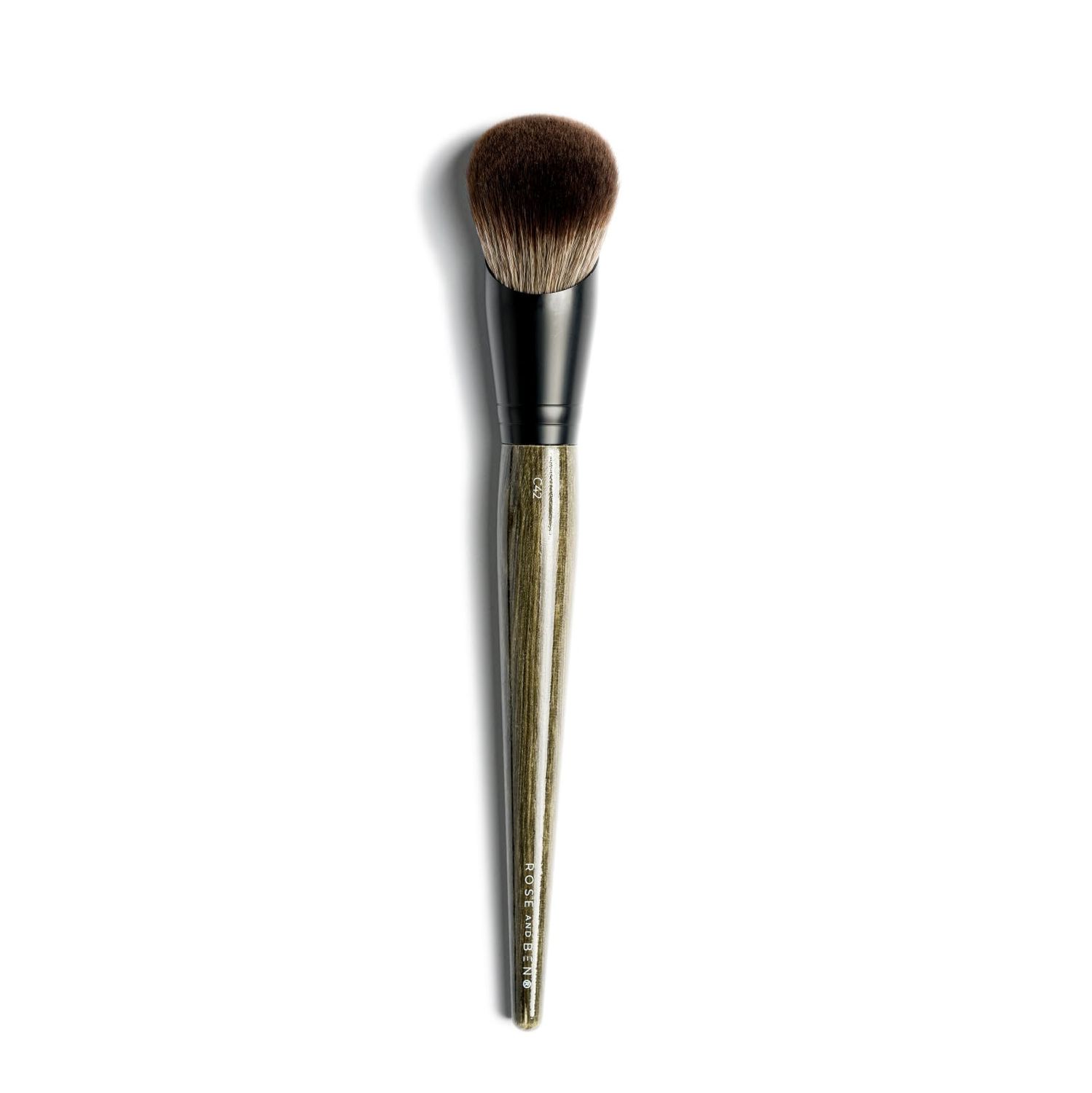 Rose and Ben Beauty C42 Foundation Brush | Professional Blending Brush for Liquid &amp; Cream Makeup | Streak Free Buildable Coverage | Cruelty Free