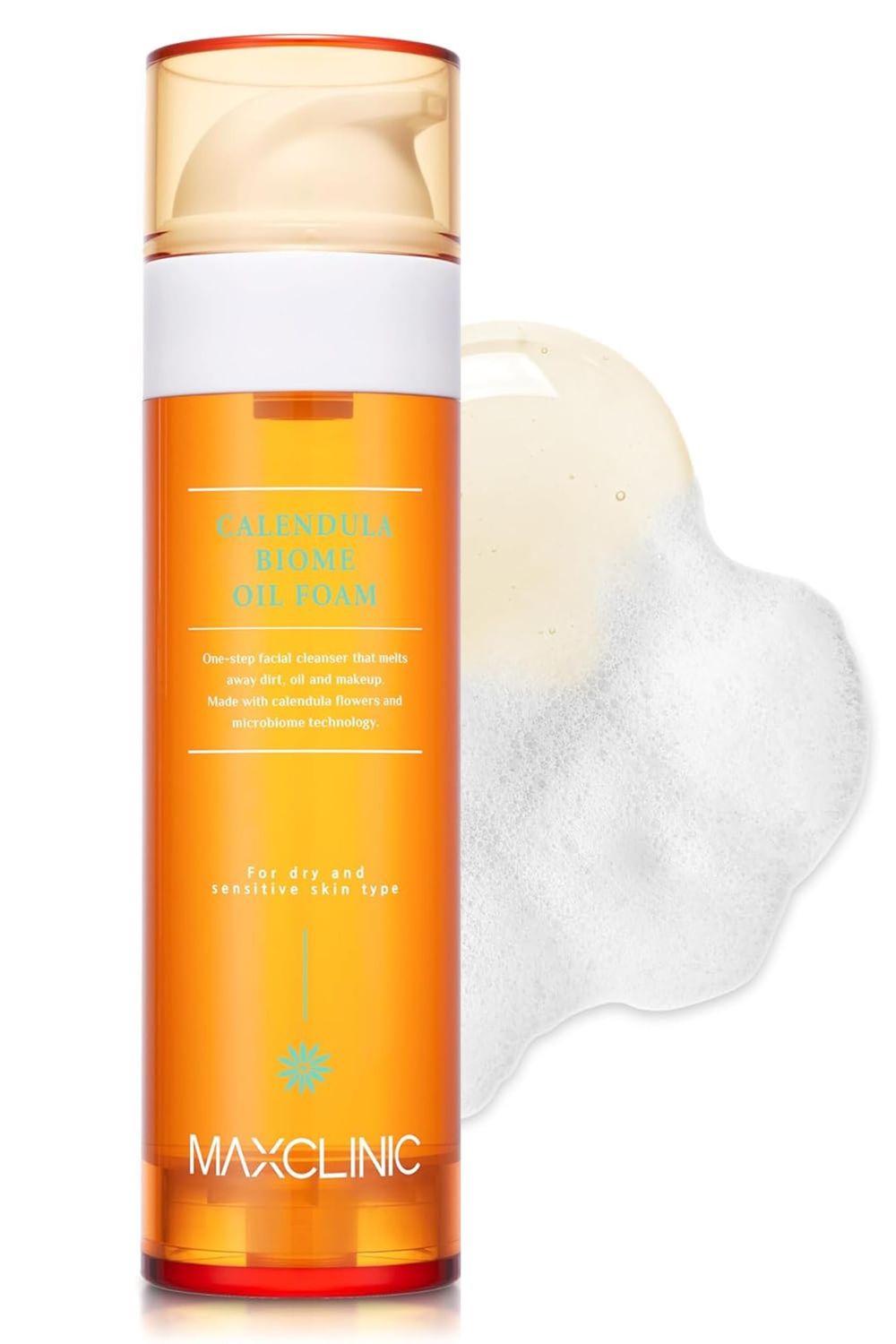 MAXCLINIC [K-Beauty] Calendula Biome Cleansing Oil to Foam | Daily Face Wash Oil Based Cleanser Foam | Korean Oil Foaming Face Cleanser | Hydrating Facial Cleanser for Dry Sensitive Skin (3.88 oz)