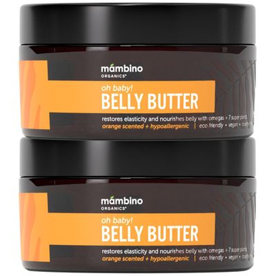Mambino Organics Oh Baby! Belly Butter - Organic Stretch Mark Cream for Pregnancy with Dutch Shea & Cocoa Butter - Vitamins, Omegas for Elasticity - Cruelty-Free Maternity Care, 2-Pack 4 fl oz