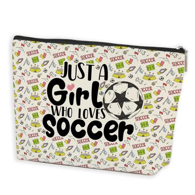 Soccer Gifts Makeup Bag, Soccer Stuff, Girls Soccer Gifts, Soccer Coach Gifts, Soccer Accessories for Women Sister Daughter Friend Graduation Friendship Birthday Gifts for Soccer Lovers, Cosmetic Bag