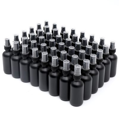 NOOEEISS Frosted Black Glass Small Spray Bottle 2 oz 48 Packs,Fine Mist Sprayer Small Clear Bottles,Refillable Containers mini spray bottles for Cleaning Solutions and Skin Care (Frosted Black 48pcs)