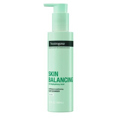 Neutrogena Skin Balancing Kaolin Clay Cleanser with 2% Polyhydroxy Acid (PHA), Mattifying &amp; Conditioning Face Wash for Oily Skin, Paraben-Free, Soap-Free, Sulfate-Free, 6.3 fl oz