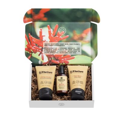 Thrive Natural Care Vacation Skin Care Set - Face Scrub, SPF30 and Face Wash - Vegan &amp; Cruelty Free