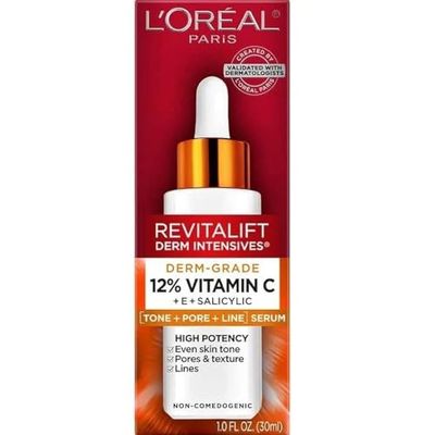 L&#39;Oreal Paris Revitalift Derm Intensives Derm Grade 12% Vitamin C + E + Salicylic Serum, 1.0 Fl. Oz., 0.32 pounds