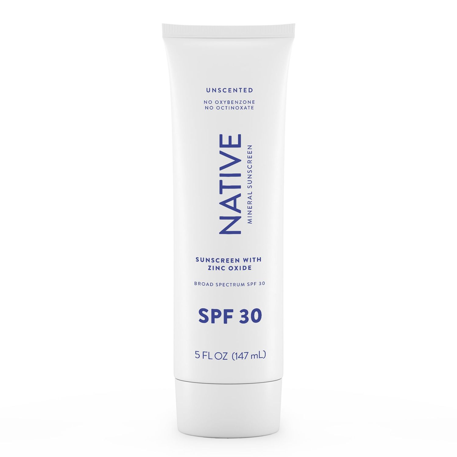 Native Sunscreen SPF 30, Zinc Oxide Dermatologist Tested Suitable for Sensitive Skin &amp; Hawaii Compliant, 5 Ounces | Unscented Sun Protection Lotion, Lightweight &amp; Smooth
