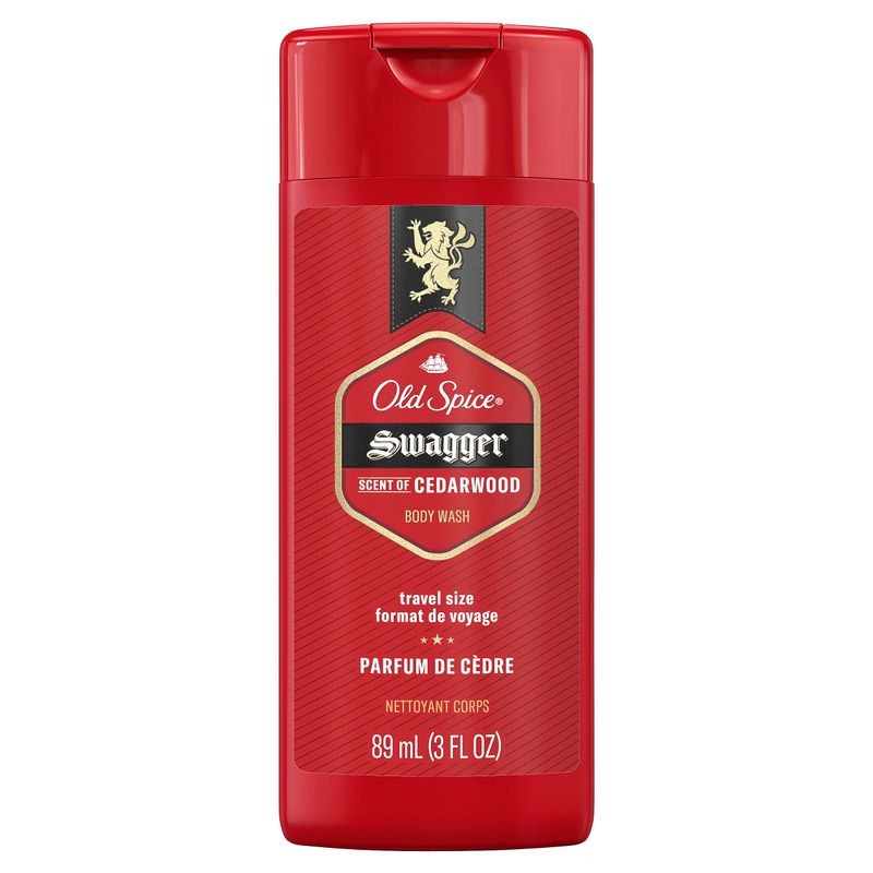 Old Spice Red Zone Body Wash for Men, 24/7 Shower Fresh, Refreshing Lather, Swagger with Scent of Cedarwood, Travel Size, 3 fl oz