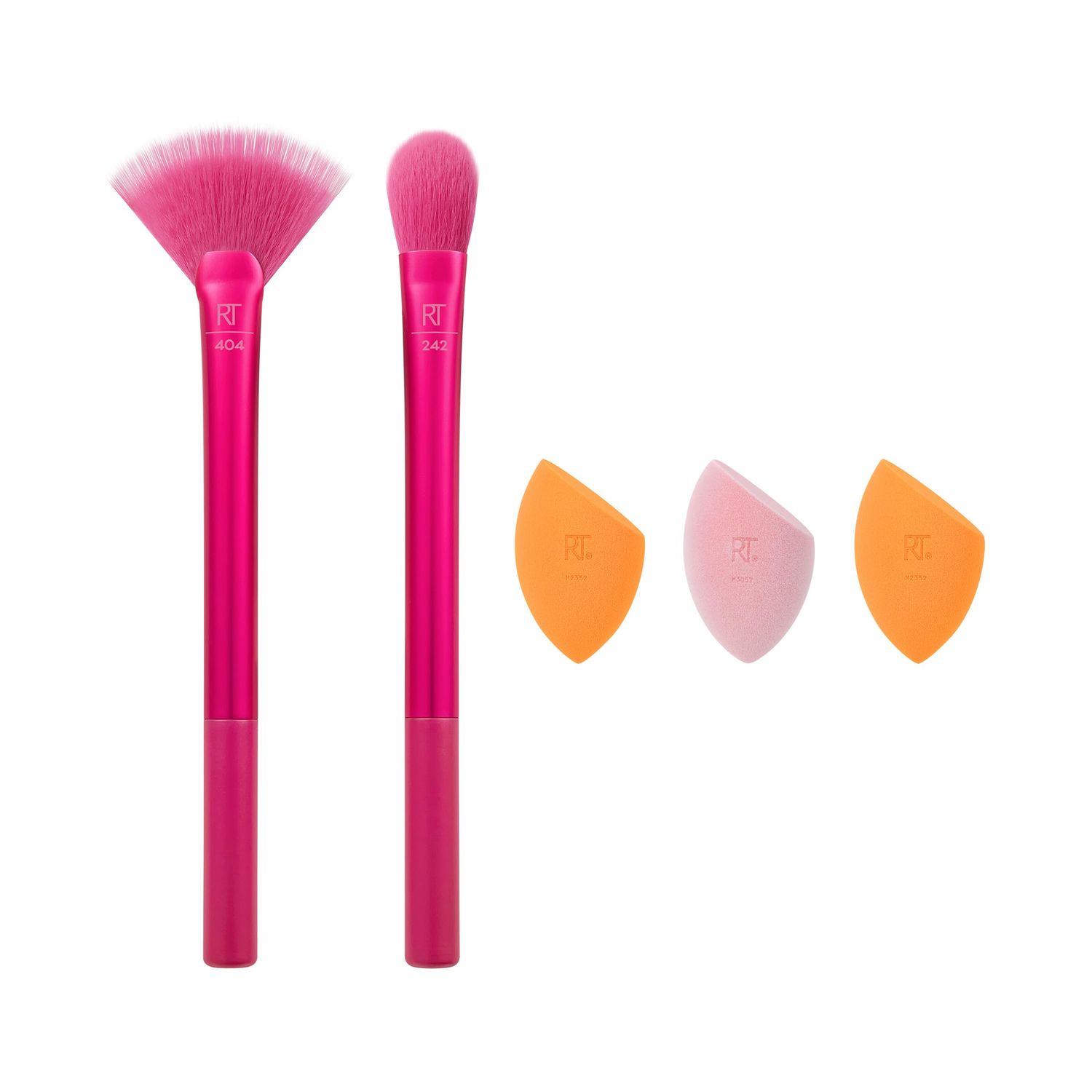 Real Techniques Limited Edition Starlite Nights Brush + Sponge Kit, Makeup Brush &amp; Makeup Blending Sponge Set For Foundation &amp; Powder, Kitten Paw Brush For Concealer, 5 Piece Gift Set