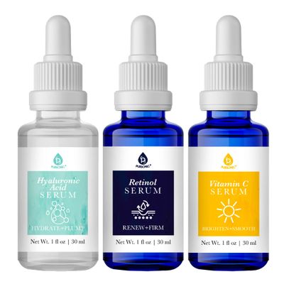 PURSONIC Anti Aging Skin Care Set of 3 - Hyaluronic Acid Serum, Retinol Serum &amp; Vitamin C Face Serum for Women - Nourishing Hydrating Serum for Face, Smoothed Wrinkles, Dryness, Fine Lines