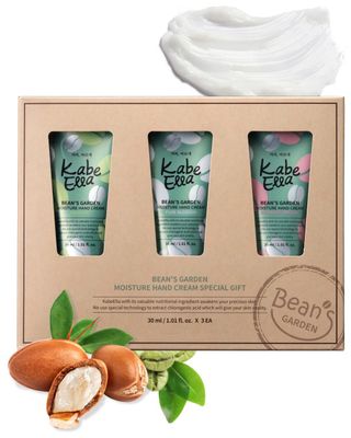 KabeElla Bean&#39;s Garden Moisture Hand Cream 3 Gift Package, Fragrant &amp; Moisturizing Shea Butter Hand Cream, Cracked Hand Repair Cream with Hydrolyzed Keratin for Nail Care, Herb, Musk and Floral Scent