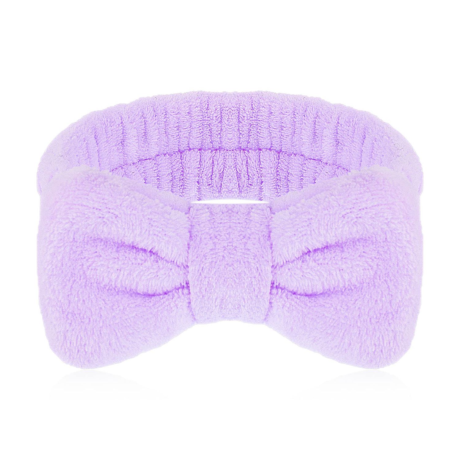 Molain Hairband, Coral Fleece Elastic Headband with Bowknot, Women&#39;s Headband for Washing Face Shower Sports Beauty Skincare (Purple)