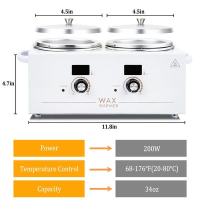 Professional Double Wax Warmer for Hair Removal, Body Wax Kit, Home Digital Waxing Heating Machine, Double Wax Pot Paraffin Facial Skin, Adjustable Temperature, for Body SPA Salon Equipment