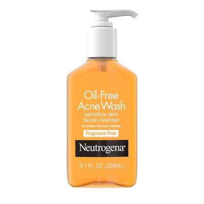 Neutrogena Oil-Free Acne Fighting Fragrance-Free Facial Cleanser, 2% Salicylic Acid Acne Treatment, Daily Oil-Free Acne Face Wash for Acne-Prone Skin with Salicylic Acid, 9.1 fl. oz