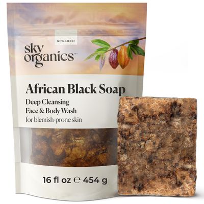 Sky Organics - African Black Soap Bar, 16 oz - Deep Cleansing Face Wash &amp; Body Wash - Cocoa Pod Ash - Blemish, Oily &amp; Combo Skin - Natural, Vegan &amp; Cruelty Free - Skin Care