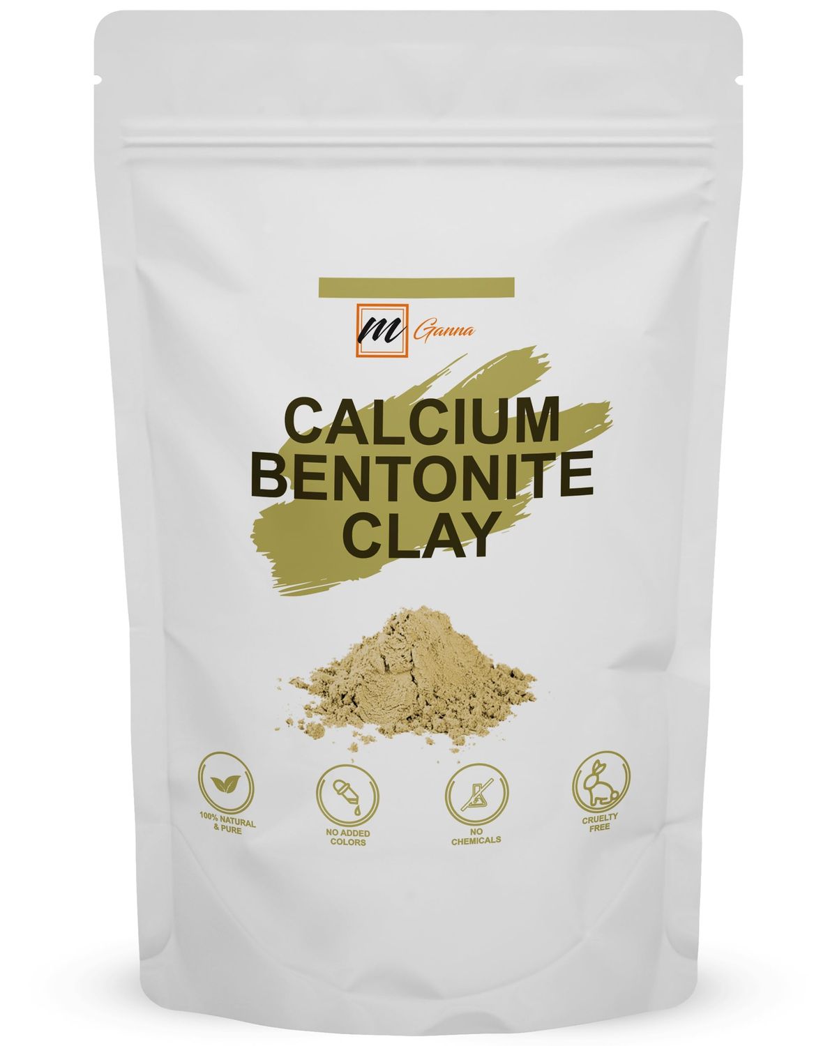 mGanna 100% Natural Calcium Bentonite Clay (Food Grade) for Body Detox, Facial Masks, Creams, Body Wraps, Skin Tightening, and Soap Making 2 LBS / 908 GMS