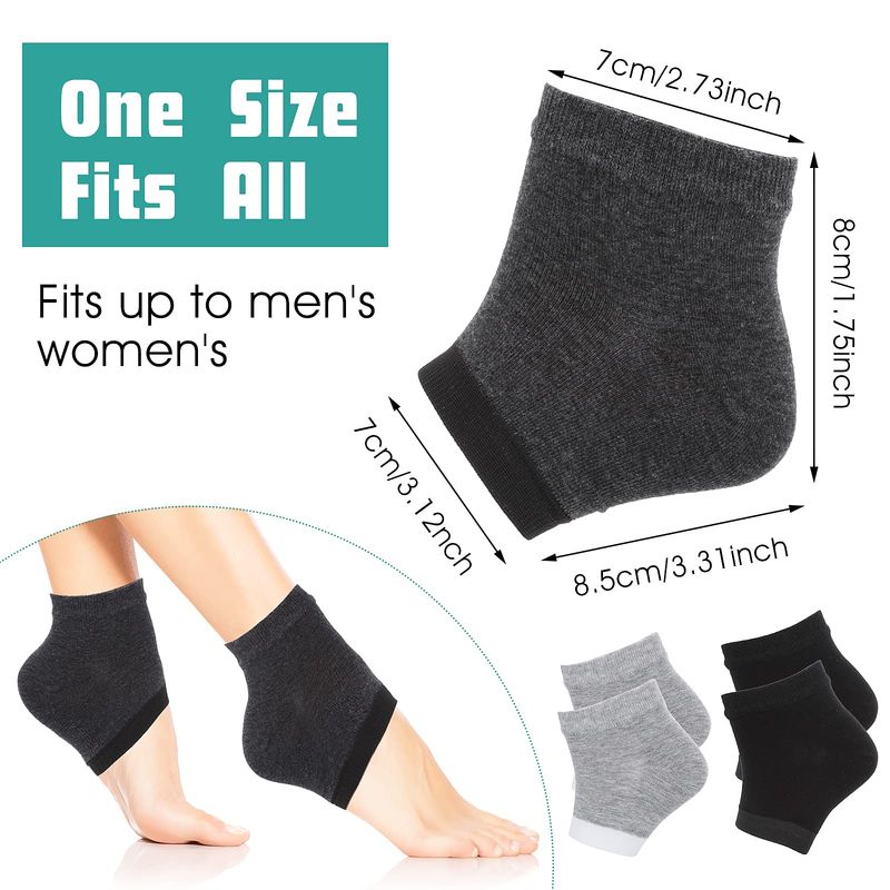 Sibba 3 Pairs Moisturizing Heel Socks Ventilate Gel Heel Open Toe Socks Soft Silicone Socks for Dry Hard Cracked Skin Breathable Reusable SPA Foot Protector Day Night Care Skin
