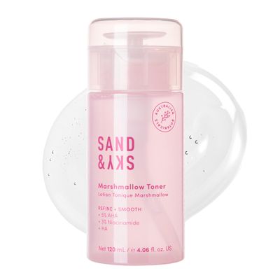 Sand &amp; Sky Marshmallow Niacinamide Brightening Toner with AHA, BHA, Hyaluronic Acid &amp; Marshmallow Root Extract | Gentle Facial Toner to minimize pores and Refine Skin Texture