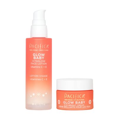 Pacifica Beauty Glow Baby VitaGlow Face Lotion &amp; Eye Bright Eye Cream Set, Skincare, Moisturizer, Brightener, Vitamin C, Caffeine, Hyaluronic Acid, Face Care, Vegan, 2.7 fl oz and 0.5 fl oz (Set of 2)